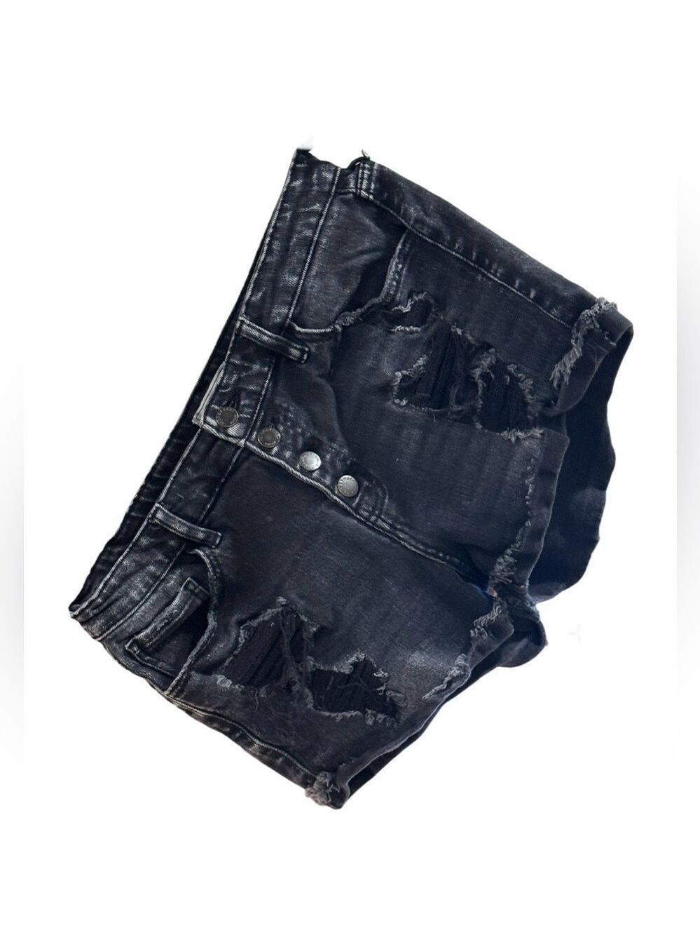 KanCan From Buckle Women's Black Distressed Denim Shorts Size 30.